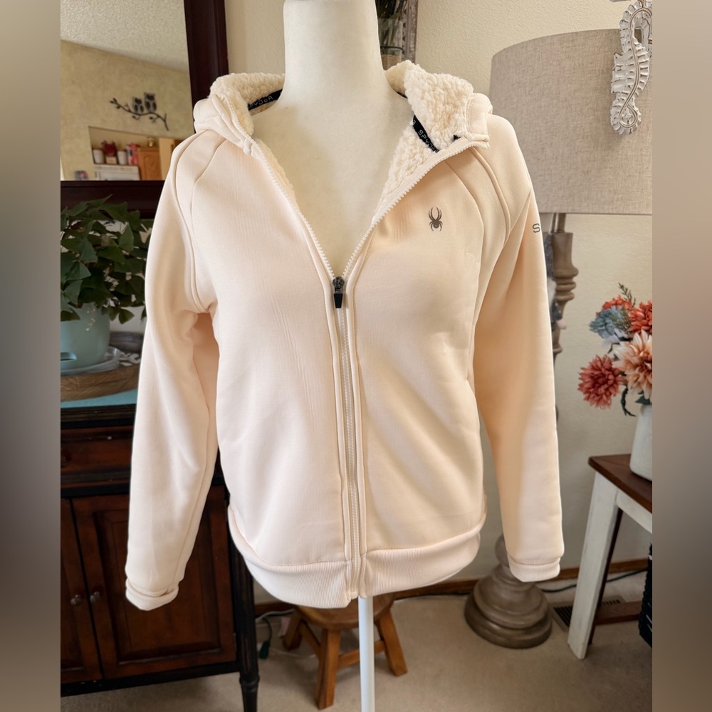 Spyder Women's Cream Zip-Up Sherpa Hoodie
